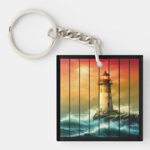 Vintage Light House Sea Shore Ocean Watch Keychain