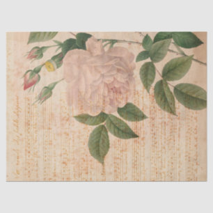 Vintage Light Pink Rose and Music Decoupage Tissue Paper