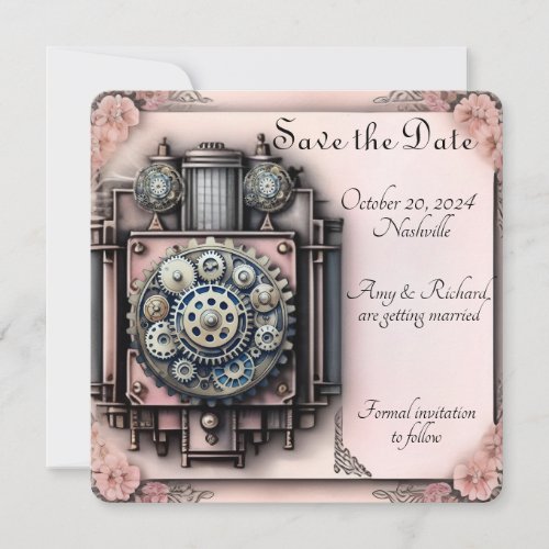 Vintage Light Pink Watercolor Save The Date Card