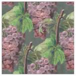 Vintage Light Purple Grapes and Vines on Green Fabric