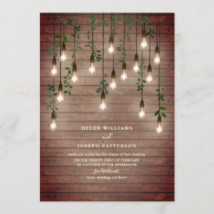Vintage Light Rustic Wood Botanical Virtual Invitation