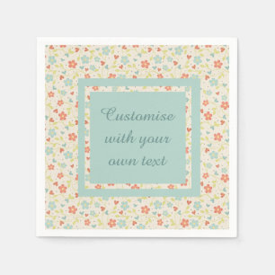 Vintage Light Spring Busy Floral Custom Text Napkins