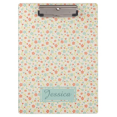 Vintage Light Spring Busy Floral Personalised Clipboard