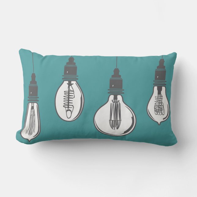 Vintage Lightbulbs Lumbar Pillow (Front)