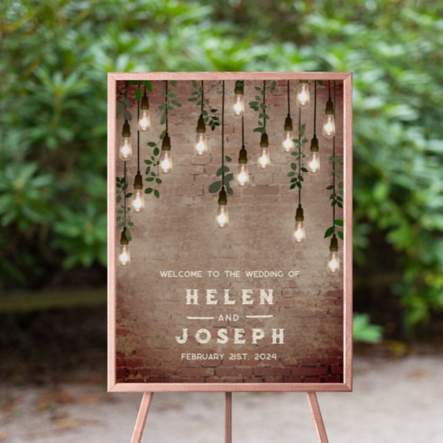 Vintage Lightbulbs Rustic Brick 20x28 Wedding Poster (Creator Uploaded)