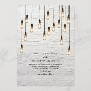 Vintage Lightbulbs White Brick Virtual Invitation