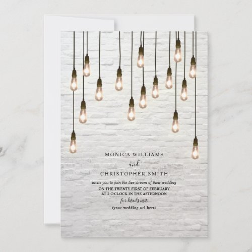 Vintage Lightbulbs White Brick Virtual Invitation