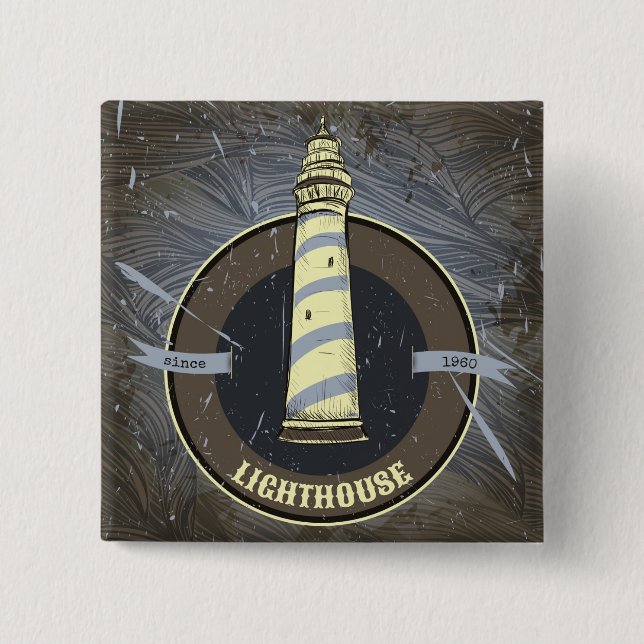 Vintage Lighthouse | 1960 Pinback Button (Front)