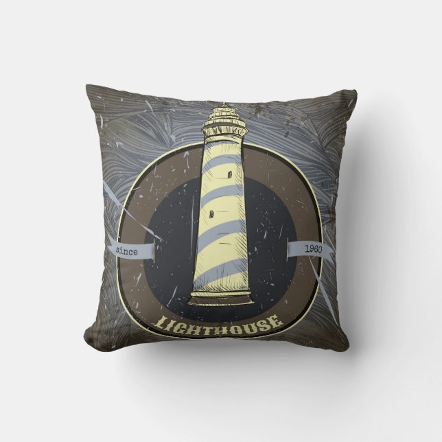 Vintage Lighthouse | 1960 Throw Pillow (Front)