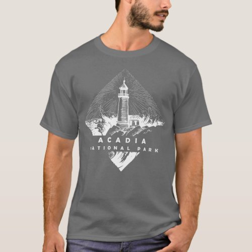 Vintage Lighthouse Bar Harbor Acadia National Park T_Shirt