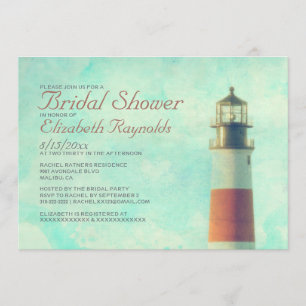 Vintage Lighthouse Bridal Shower Invitations