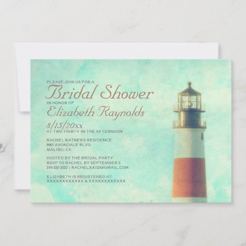 Vintage Lighthouse Bridal Shower Invitations