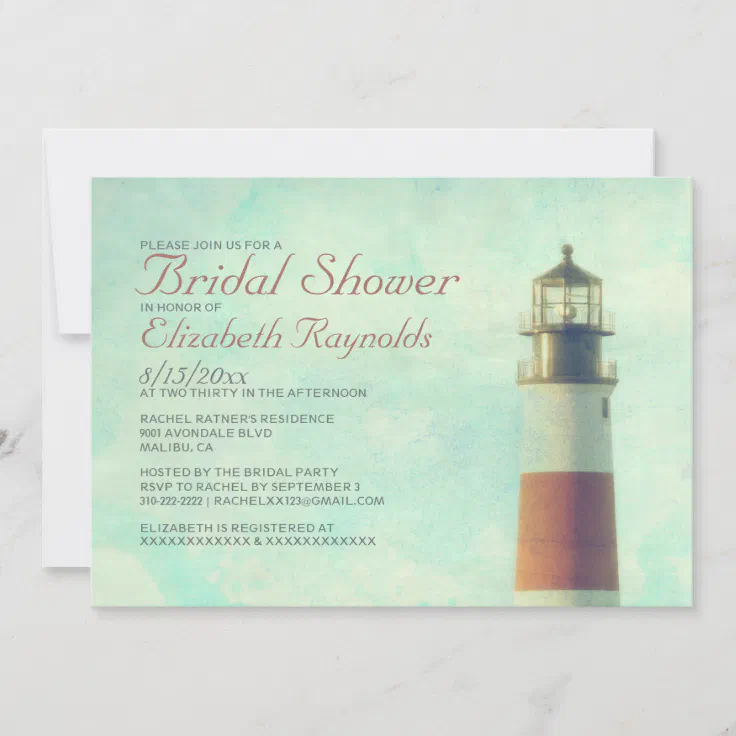 Vintage Lighthouse Bridal Shower Invitations Zazzle