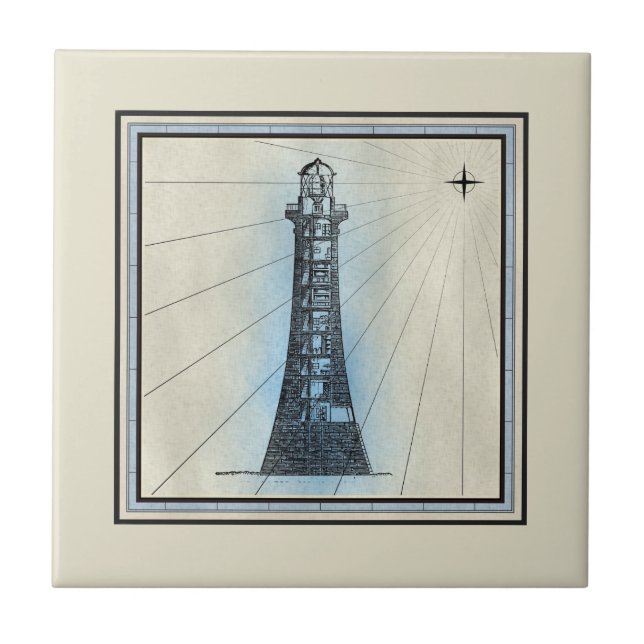 Vintage Lighthouse Ceramic Tile (Front)