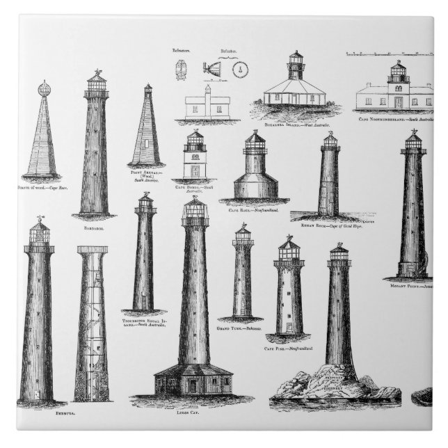 Vintage Lighthouse Collection Ceramic Tile (Front)