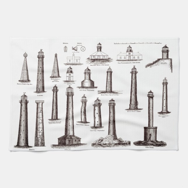 Vintage Lighthouse Collection Kitchen Towel (Horizontal)