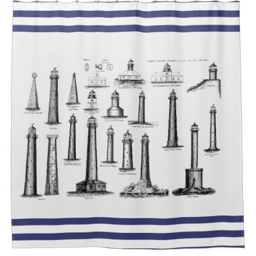 Vintage Lighthouse Collection Shower Curtain