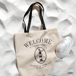 Vintage Lighthouse Custom Black Theme Welcome Tote Bag