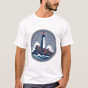 Vintage Lighthouse Emblem With Tau Ring T-Shirt