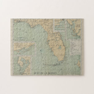 Vintage Lighthouse Map of Florida (1898) Jigsaw Puzzle