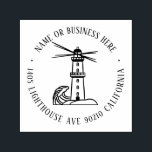 Vintage Lighthouse Nautical Name Return Address Self-inking Stamp<br><div class="desc">Personalized rubber stamp for your holiday mailing return address, small business professional logo and custom info. Vintage and classic design to add some personal touch to your mail and package. Customize the text with your name or business name, address and contact information. Use the Design Tool to further edit the...</div>