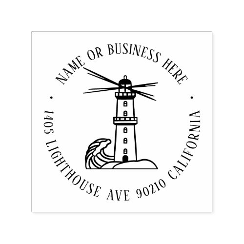 Vintage Lighthouse Nautical Name Return Address Self_inking Stamp