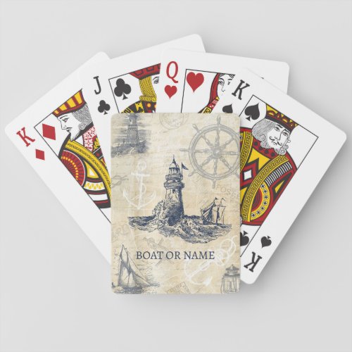 Vintage Lighthouse Nautical Personalized Playing Cards