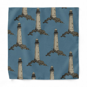 Vintage lighthouse pattern bandana