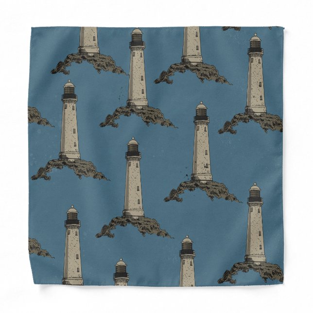 Vintage lighthouse pattern bandana (Front)