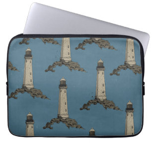 Vintage lighthouse pattern laptop sleeve