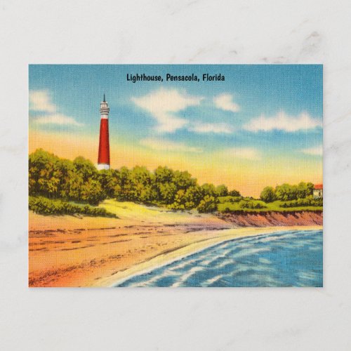 Vintage Lighthouse Pensacola Florida Travel Postcard