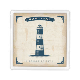 Vintage Lighthouse Poster 1 Acrylic Tray