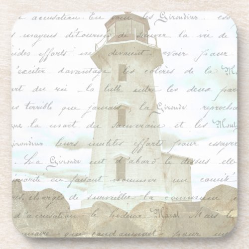 Vintage Lighthouse Seaside Deocupage  Beverage Coaster
