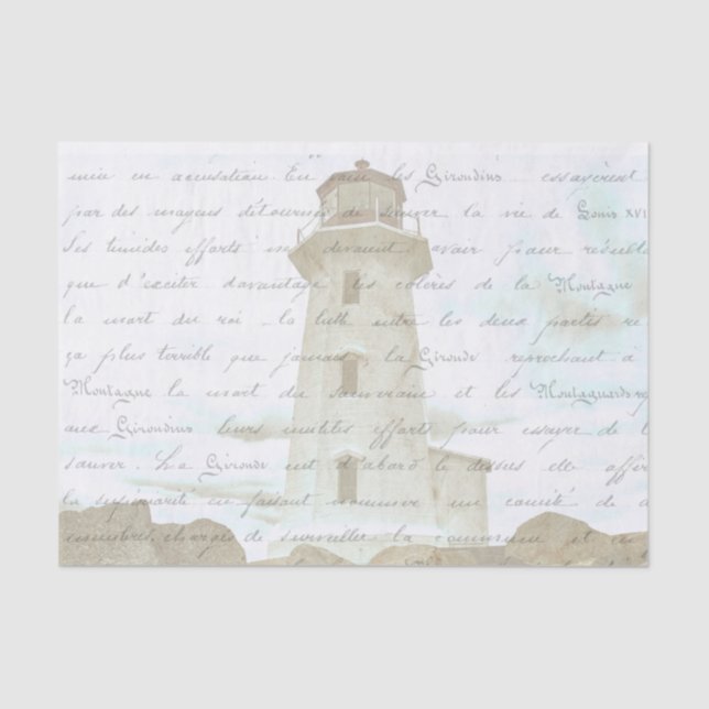 Vintage Lighthouse Seaside Deocupage   Tissue Paper (Front)