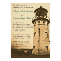 Vintage Lighthouse Wedding Invitation