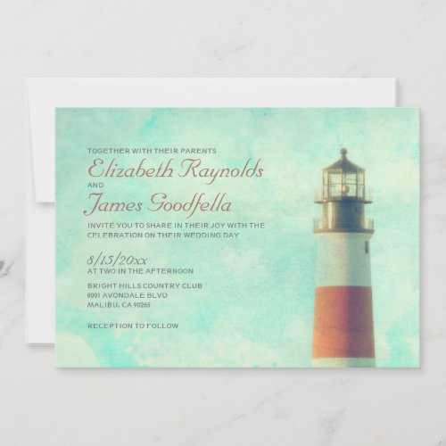 Vintage Lighthouse Wedding Invitations