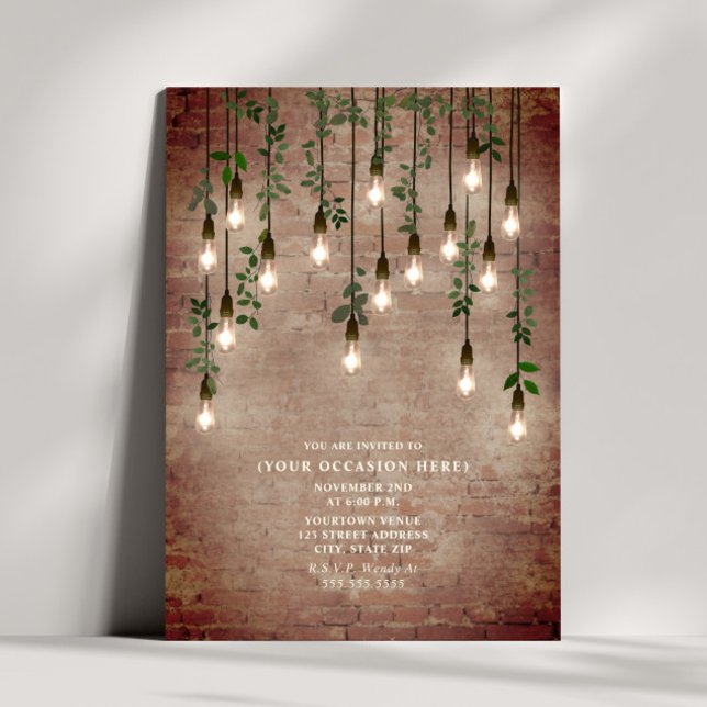 Vintage Lights Brick Botanical Generic Party Invitation (Creator Uploaded)