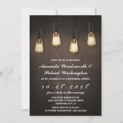 Vintage Lights Chic Rehearsal Dinner Invitations