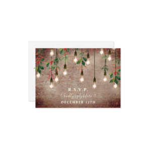 Vintage Lights Winter Brick Christmas Wedding  RSVP Card