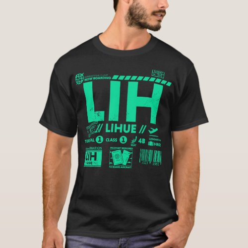 Vintage Lihue Kauai LIH Airport Code Travel Day Re T_Shirt