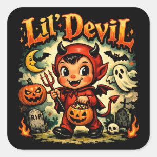 Vintage Lil' Devil Creepy Cute Halloween Sticker