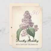 Vintage Lilac 90th Birthday Celebration Invitation (Front/Back)