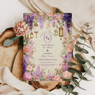 Vintage Lilac Blossom Rustic Wedding Invitation