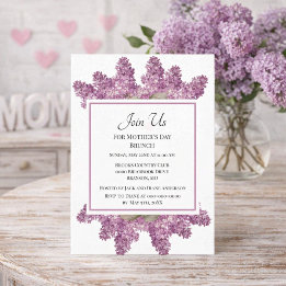 Vintage Lilac Botanical Mother's Day Brunch Invitation