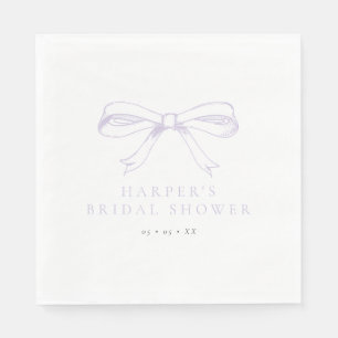 Vintage Lilac Bow Bridal Shower Napkins