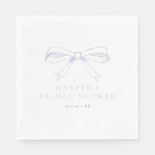 Vintage Lilac Bow Bridal Shower Napkins