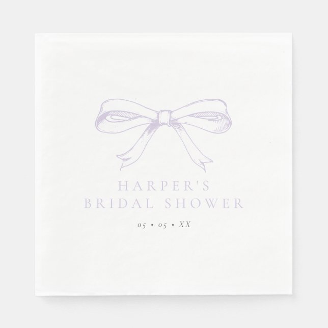 Vintage Lilac Bow Bridal Shower Napkins (Front)