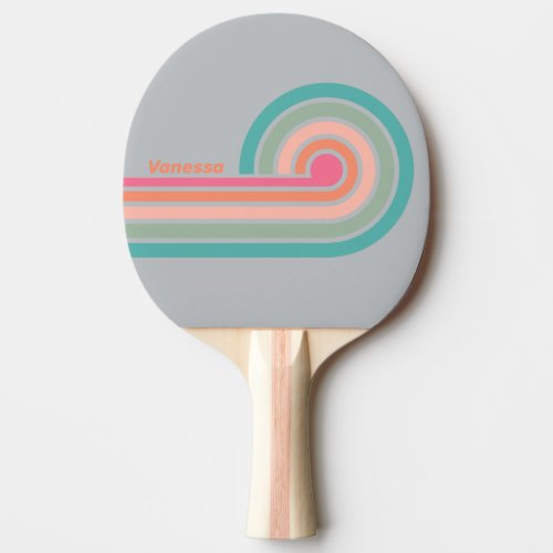 Vintage Lilac Charm Curl Stripes with Name Ping Pong Paddle