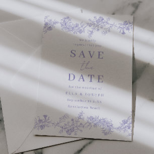 Vintage Lilac Chinoiserie Floral Wedding Save The Date