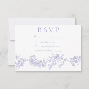 Vintage Lilac Floral Wedding RSVP Card